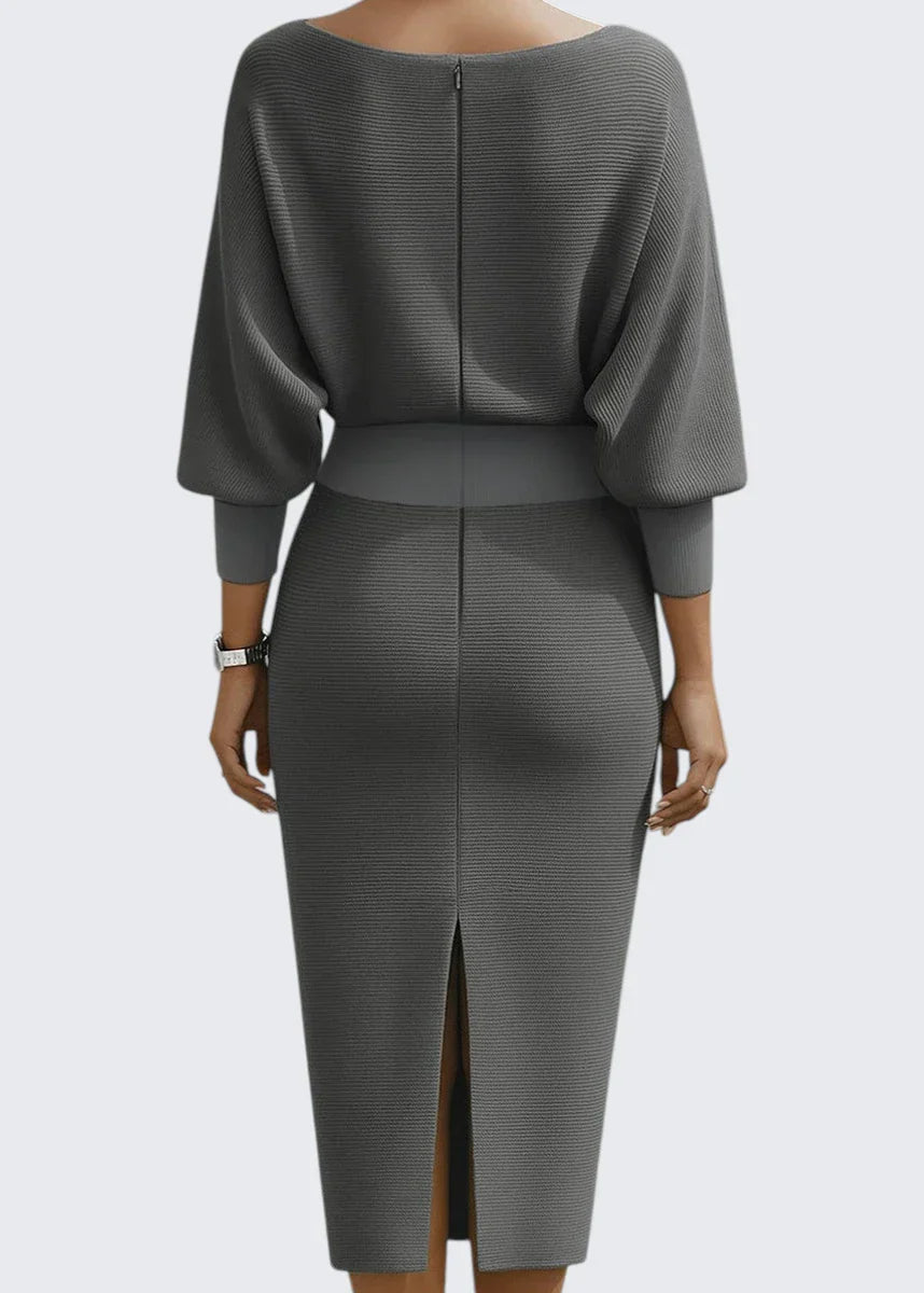 Avery | Cowl Neck Bodycon Midi Dress