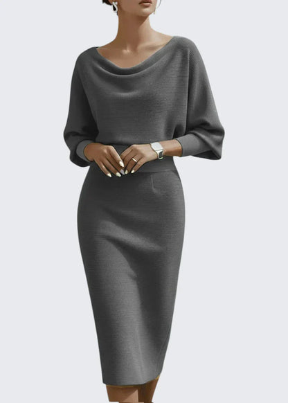 Avery | Cowl Neck Bodycon Midi Dress