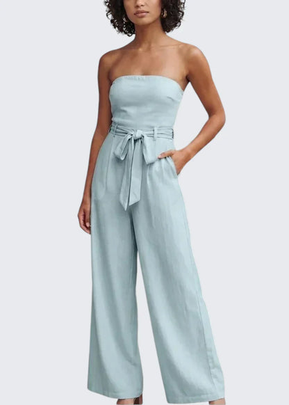 Eva | Strapless Waist Tie Summer Jumpsuit