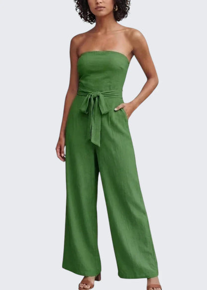 Eva | Strapless Waist Tie Summer Jumpsuit