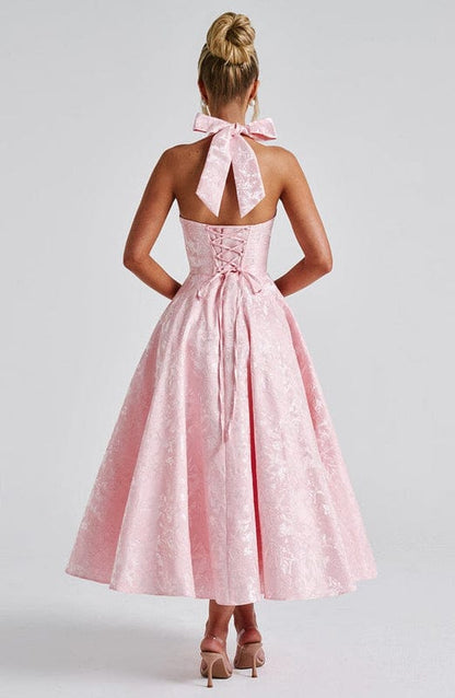 Carmela | Backless Halter Neck Midi Dress