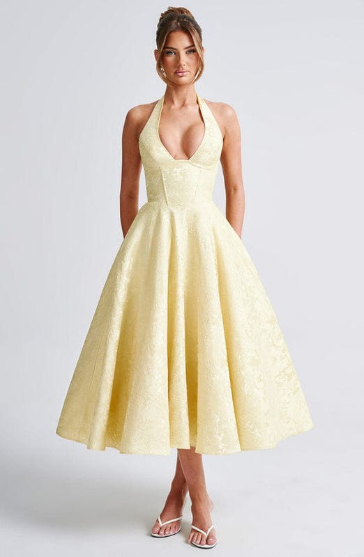 Carmela | Backless Halter Neck Midi Dress
