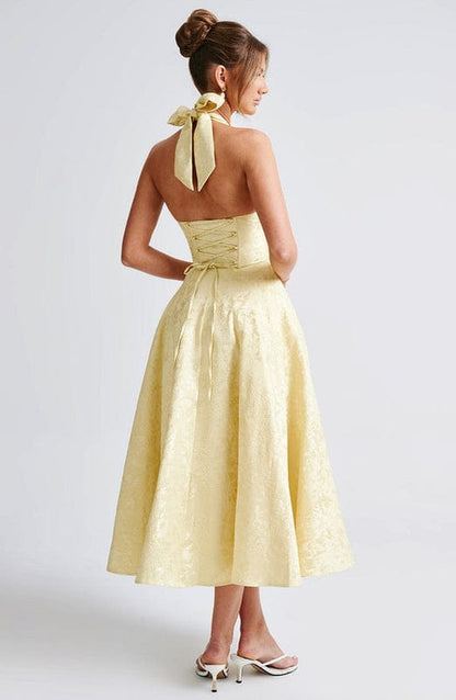 Carmela | Backless Halter Neck Midi Dress