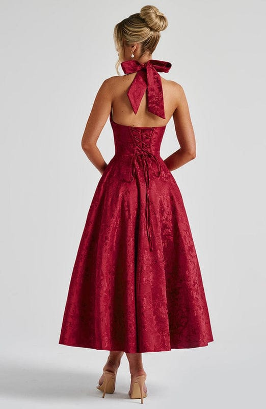 Carmela | Backless Halter Neck Midi Dress