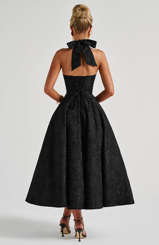 Carmela | Backless Halter Neck Midi Dress
