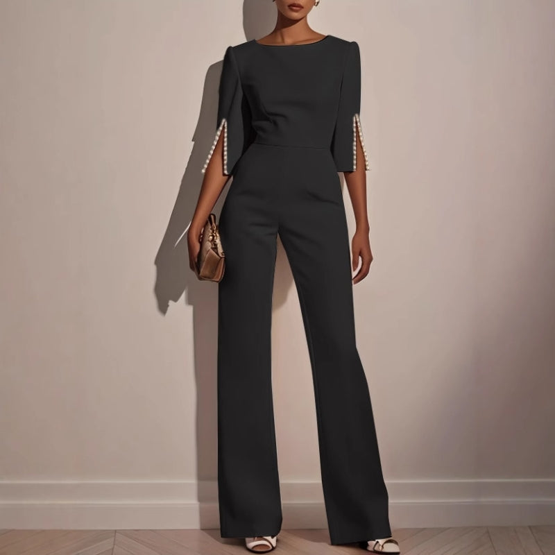 Emma | Boat Neck Wide Leg Party Jumpsuit
