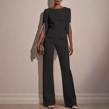 Emma | Boat Neck Wide Leg Party Jumpsuit