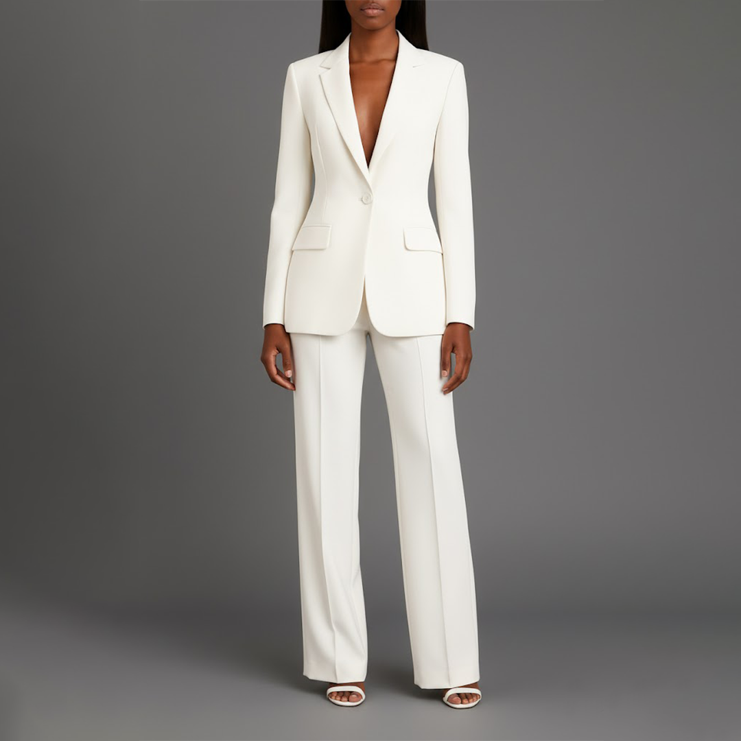 Mary | Long Sleeve V-Neck Two Piece Suit