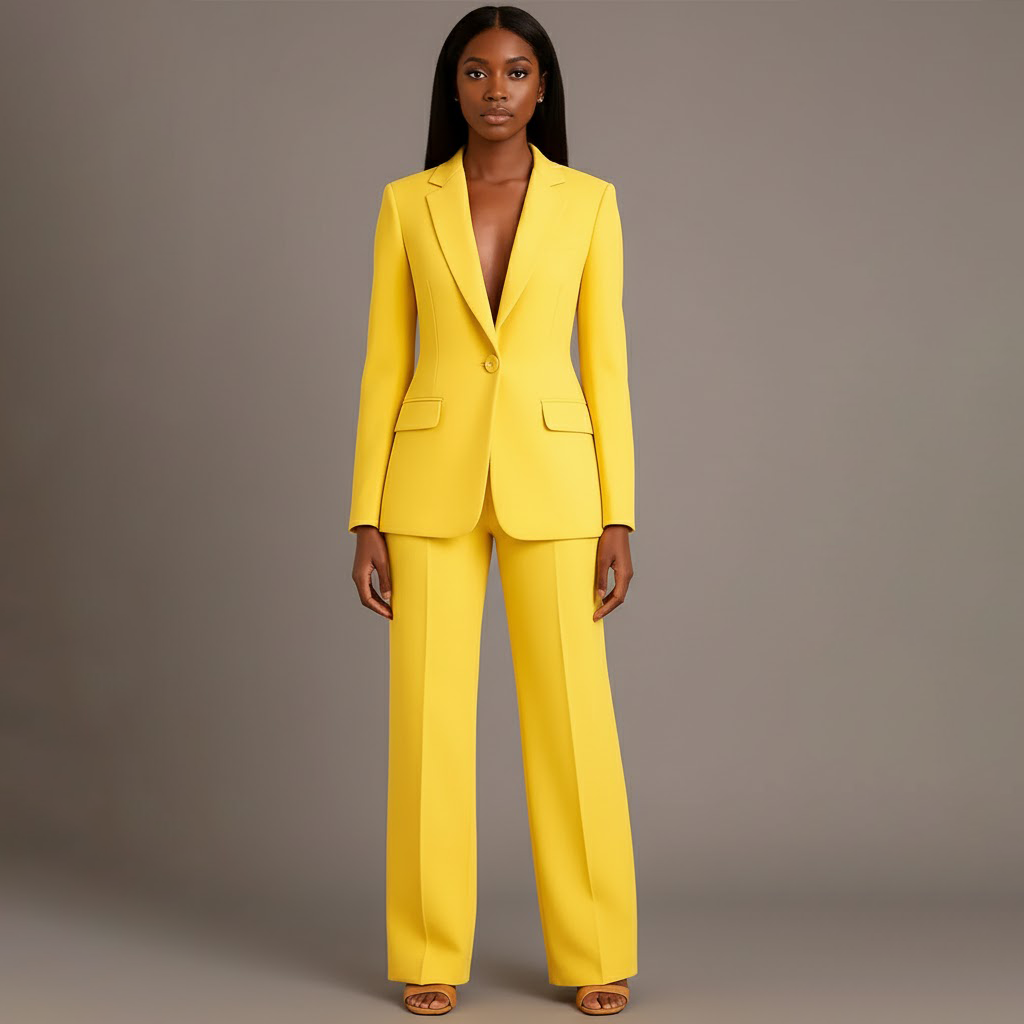 Mary | Long Sleeve V-Neck Two Piece Suit