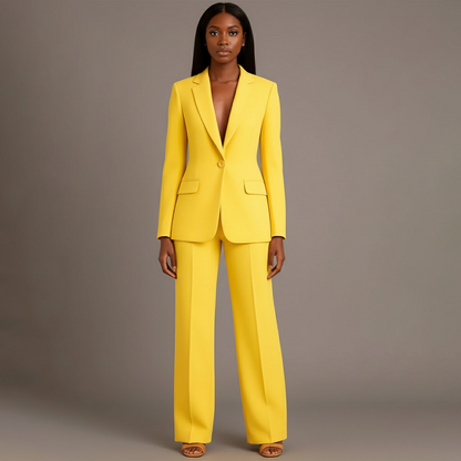Mary | Long Sleeve V-Neck Two Piece Suit